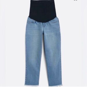 1822 Denim Maternity Girlfriend Crop Jeans Size 10 Light Wash Full Panel